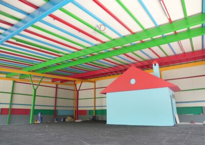 Insulated PUF roofing structure installed for school auditorium by Amudha Decors