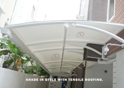 Modern tensile roofing installation by Amudha Decors in Tamil Nadu – durable and stylish roofing solution