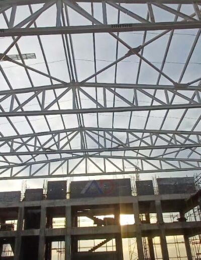Modern PEB commercial building in Kanchipuram – steel structure construction by Amudha Decors