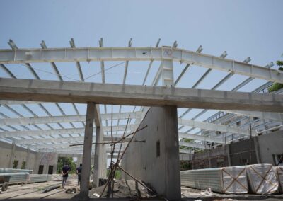 Steel PEB warehouse structure with durable roofing by Amudha Decors in Tamil Nadu
