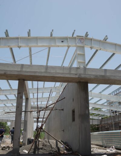Steel PEB warehouse structure with durable roofing by Amudha Decors in Tamil Nadu