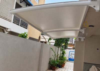 Large tensile membrane structure canopy installed for KCEE Properties in T. Nagar Chennai.