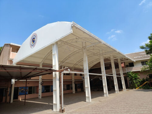 Tensile Roofing at Thangamani School | School Tensile Structure by Amudha Decors