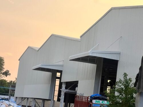 Amudha Decors completed industrial Pre-Engineered Building (PEB) steel structure in Trichy, Tamil Nadu
